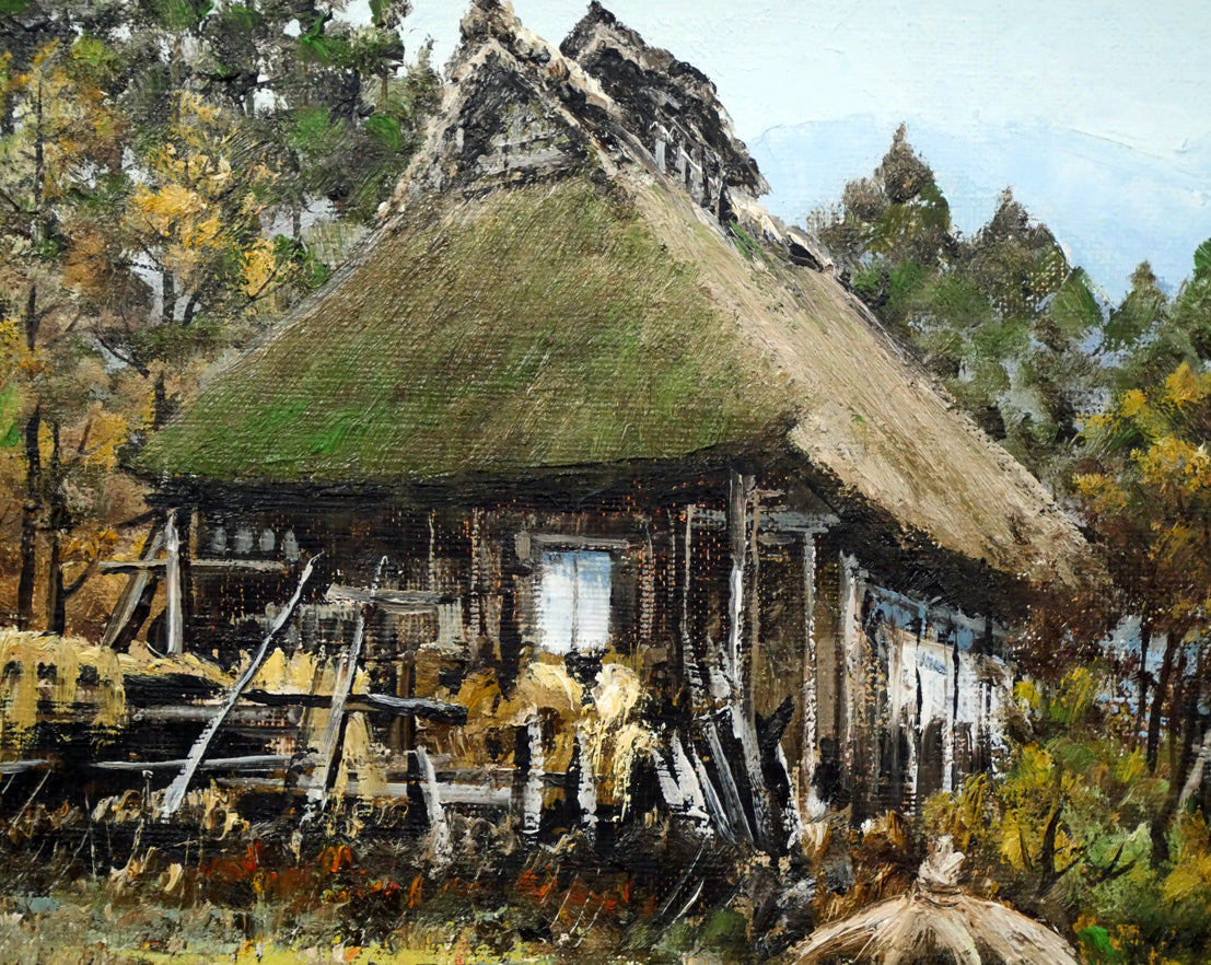 岩下正芙美「甲州民家」油絵・F6号　拡大画像5