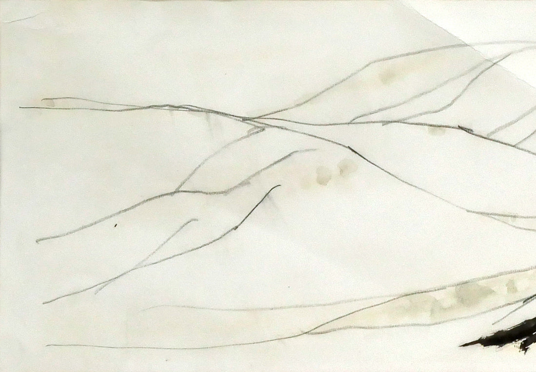 岩田専太郎「挿絵原画カット（横長）」水墨画・10号　拡大画像1