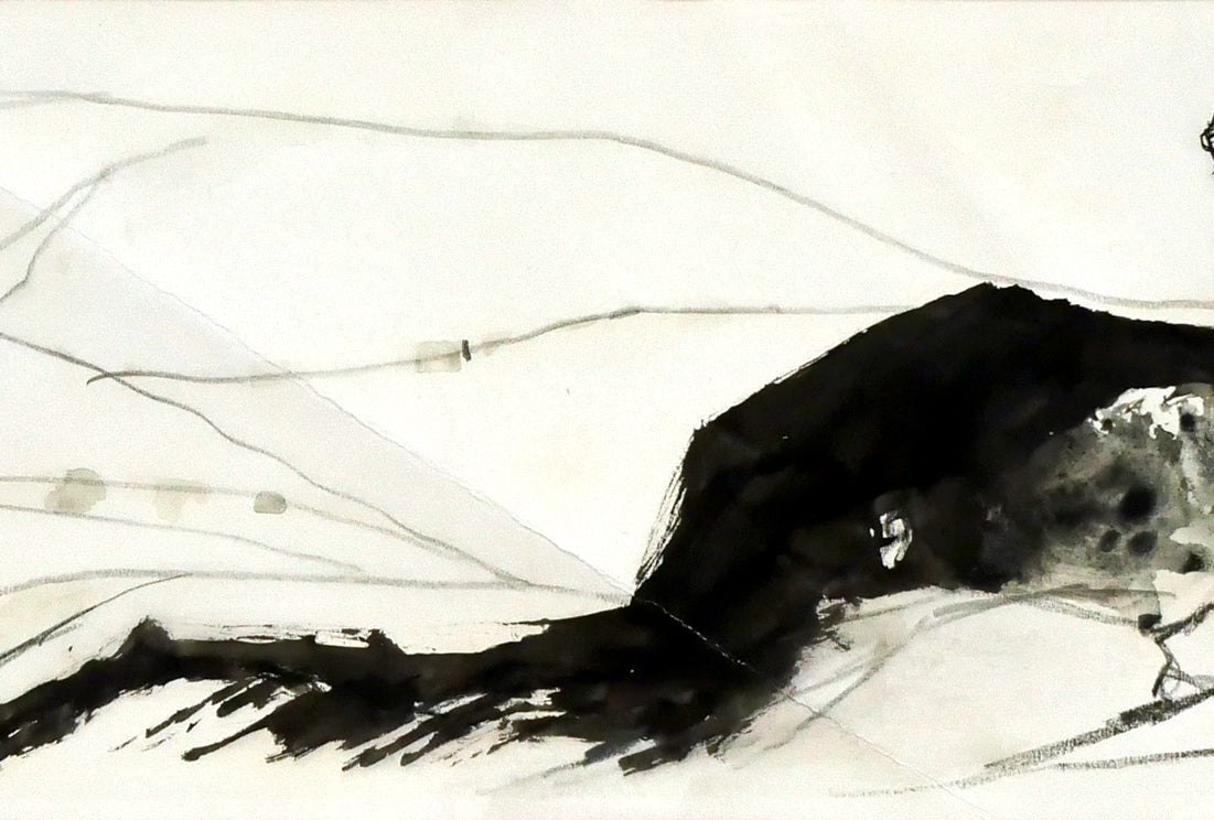 岩田専太郎「挿絵原画カット（横長）」水墨画・10号　拡大画像2