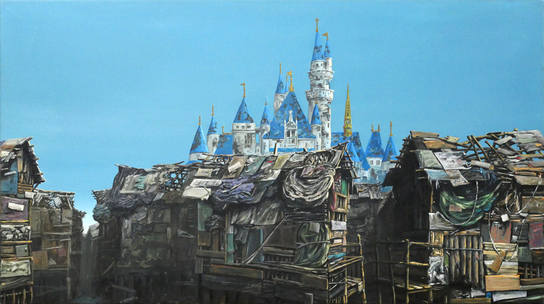ジェフ ジレット（JEFF GILLETTE）「Castle Slum」油絵・変形30号