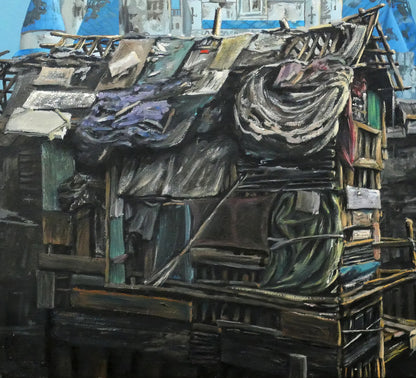 ジェフ　ジレット（JEFF　GILLETTE）「Castle　Slum」油絵・変形30号　拡大画像4