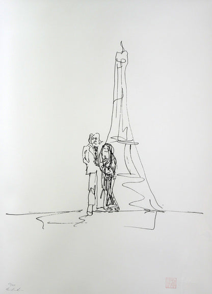 ジョン・レノン（John　LENNON）「エッフェル塔（オノ・ヨーコと合作）」リトグラフ　作品全体拡大画像