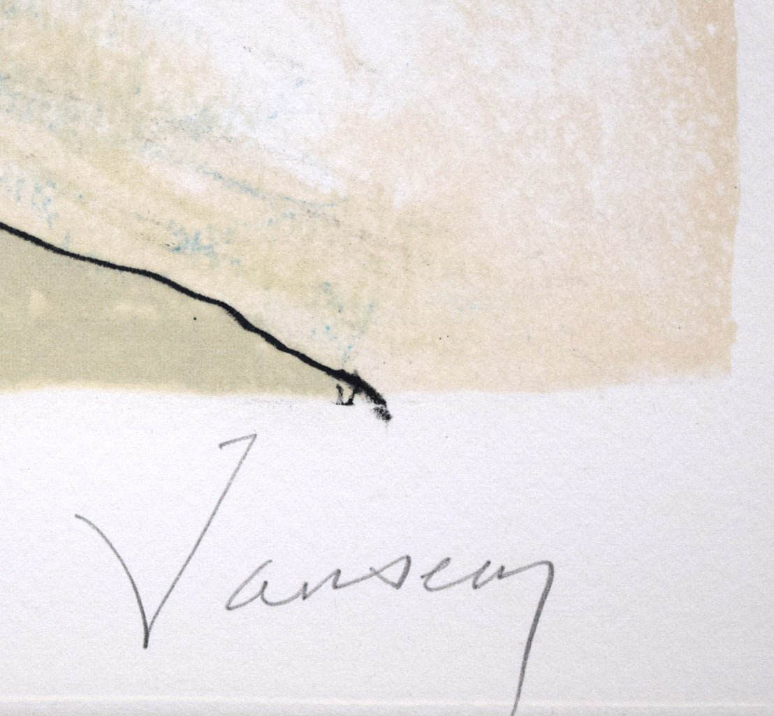 ジャン・ジャンセン「バラ色のペチコートの少女」リトグラフ　本人直筆鉛筆サイン