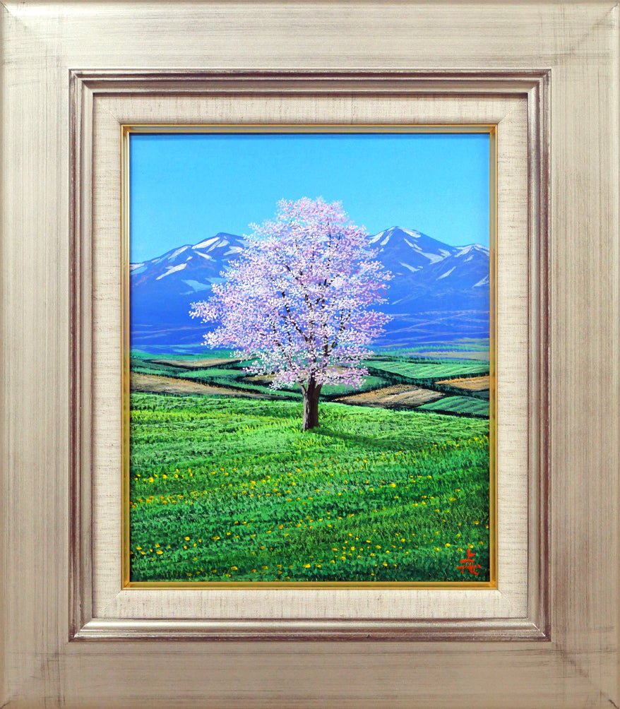 今田敬一「朱い盆の静物」油絵・P10号