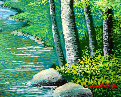 上代誠「せせらぎ」油絵・SM　拡大画像5