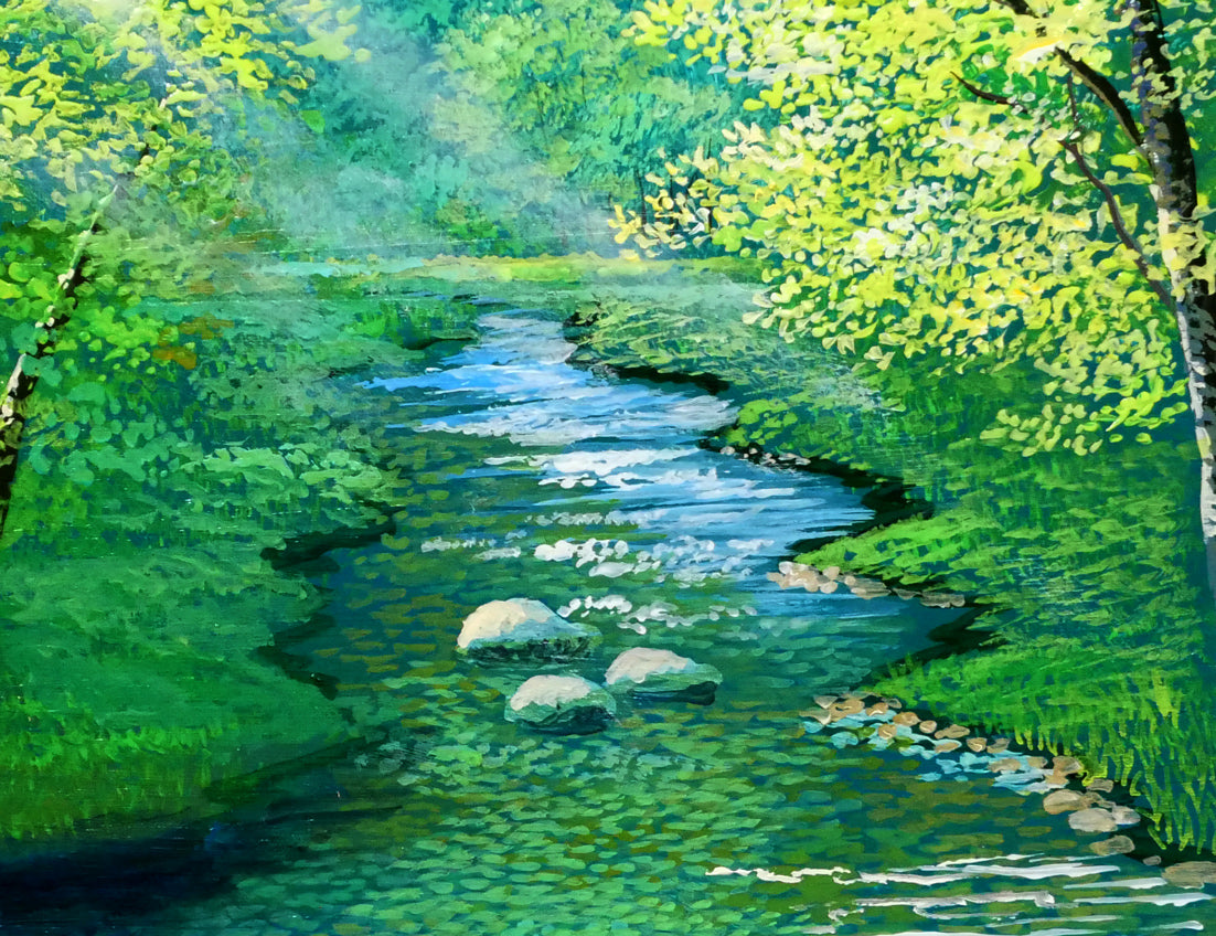 上代誠「せせらぎ」油絵・SM　拡大画像4