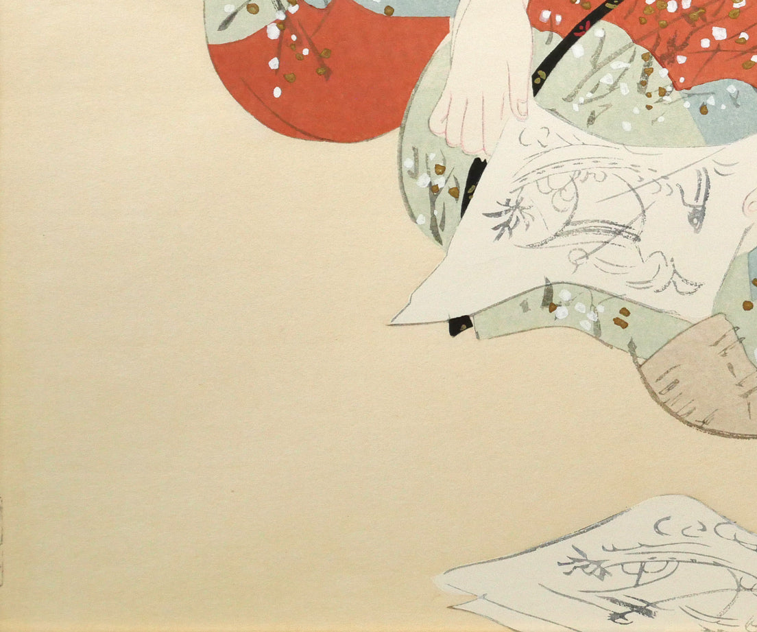 鏑木清方「美人寳船」木版画　拡大画像4