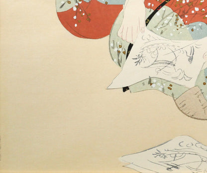 鏑木清方「美人寳船」木版画　拡大画像4