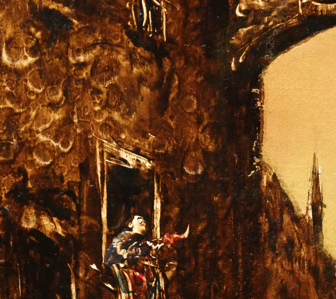 角浩「街へ来たドンキホーテ」油絵・F0号　拡大画像3