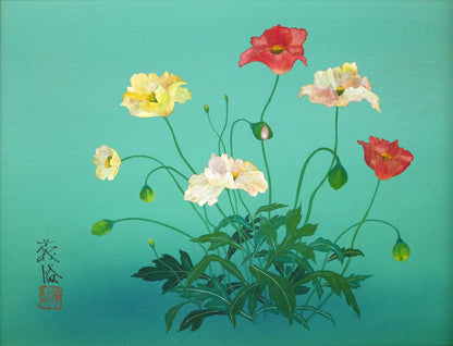 鎌田義裕「芥子」日本画・F6号　作品全体画像