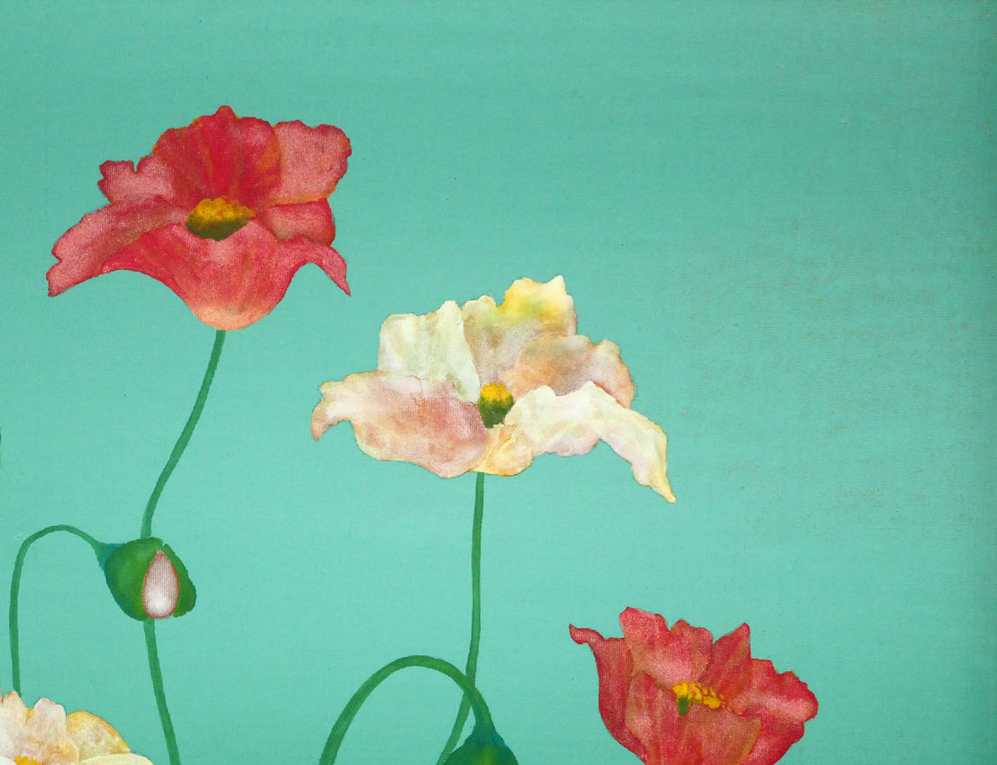 鎌田義裕「芥子」日本画・F6号　拡大画像2