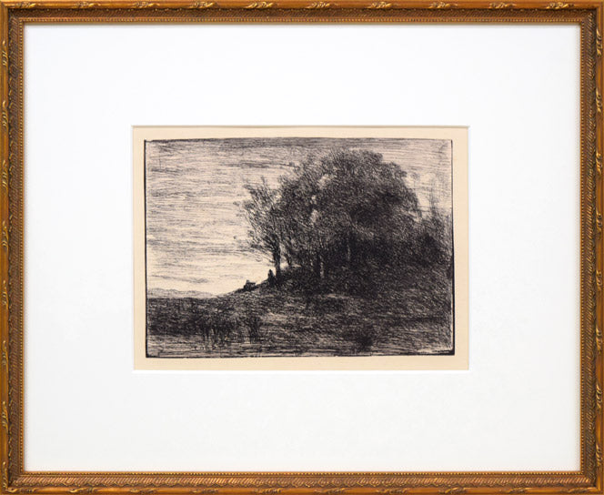 カミーユ　コロー（Camille　Corot）「風景画」エッチング（銅版画）