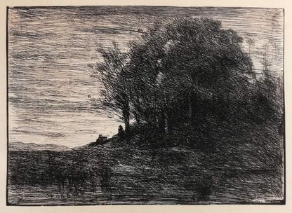 カミーユ　コロー（Camille　Corot）「風景画」エッチング（銅版画）　作品全体画像