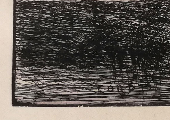 カミーユ　コロー（Camille　Corot）「風景画」エッチング（銅版画）　版上サイン拡大画像