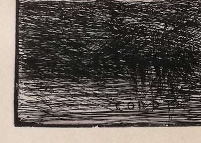 カミーユ　コロー（Camille　Corot）「風景画」エッチング（銅版画）　版上サイン拡大画像