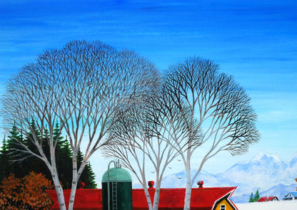 金井英明「でっかい雪ダルマだ」肉筆アクリル画1点物・15号　拡大画像1