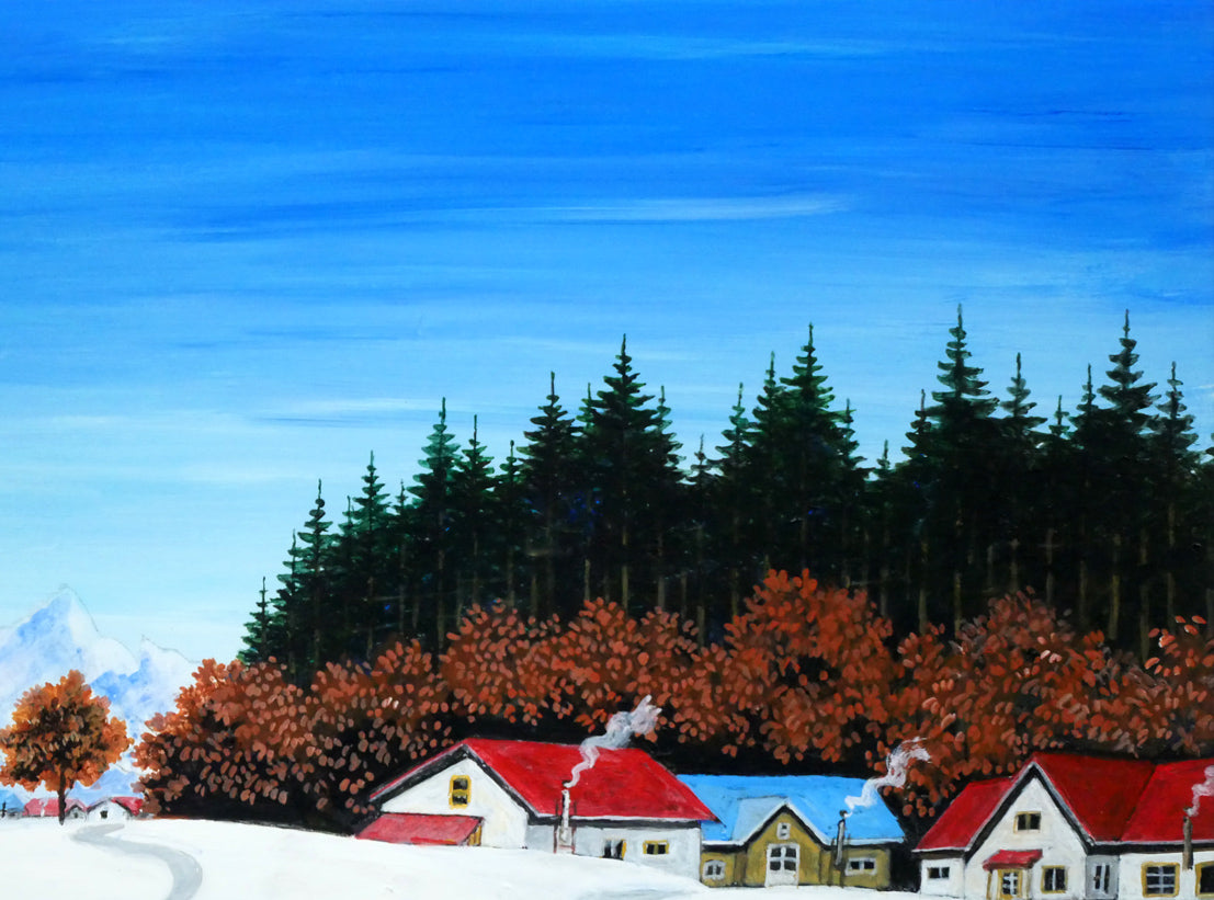 金井英明「でっかい雪ダルマだ」肉筆アクリル画1点物・15号　拡大画像2