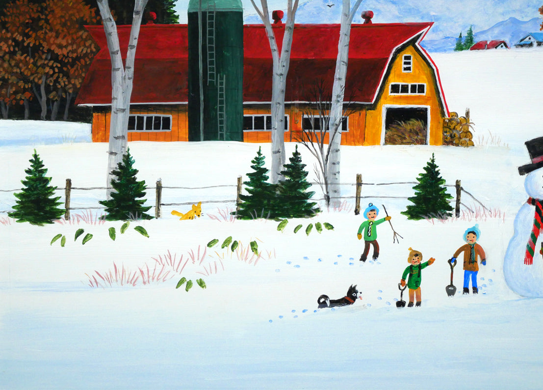 金井英明「でっかい雪ダルマだ」肉筆アクリル画1点物・15号　拡大画像3