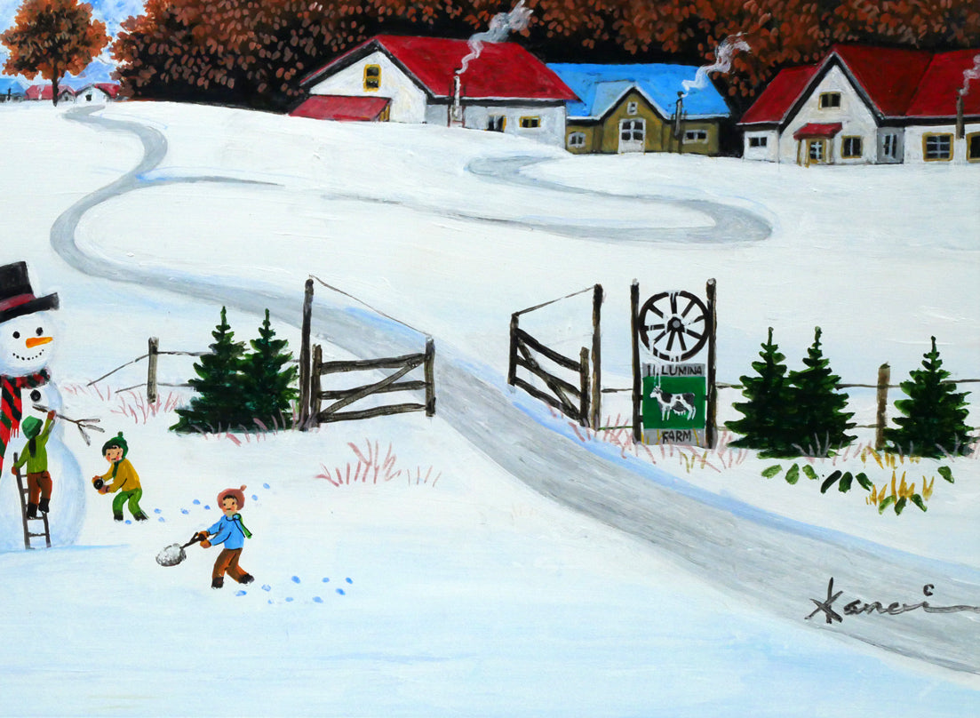 金井英明「でっかい雪ダルマだ」肉筆アクリル画1点物・15号　拡大画像6