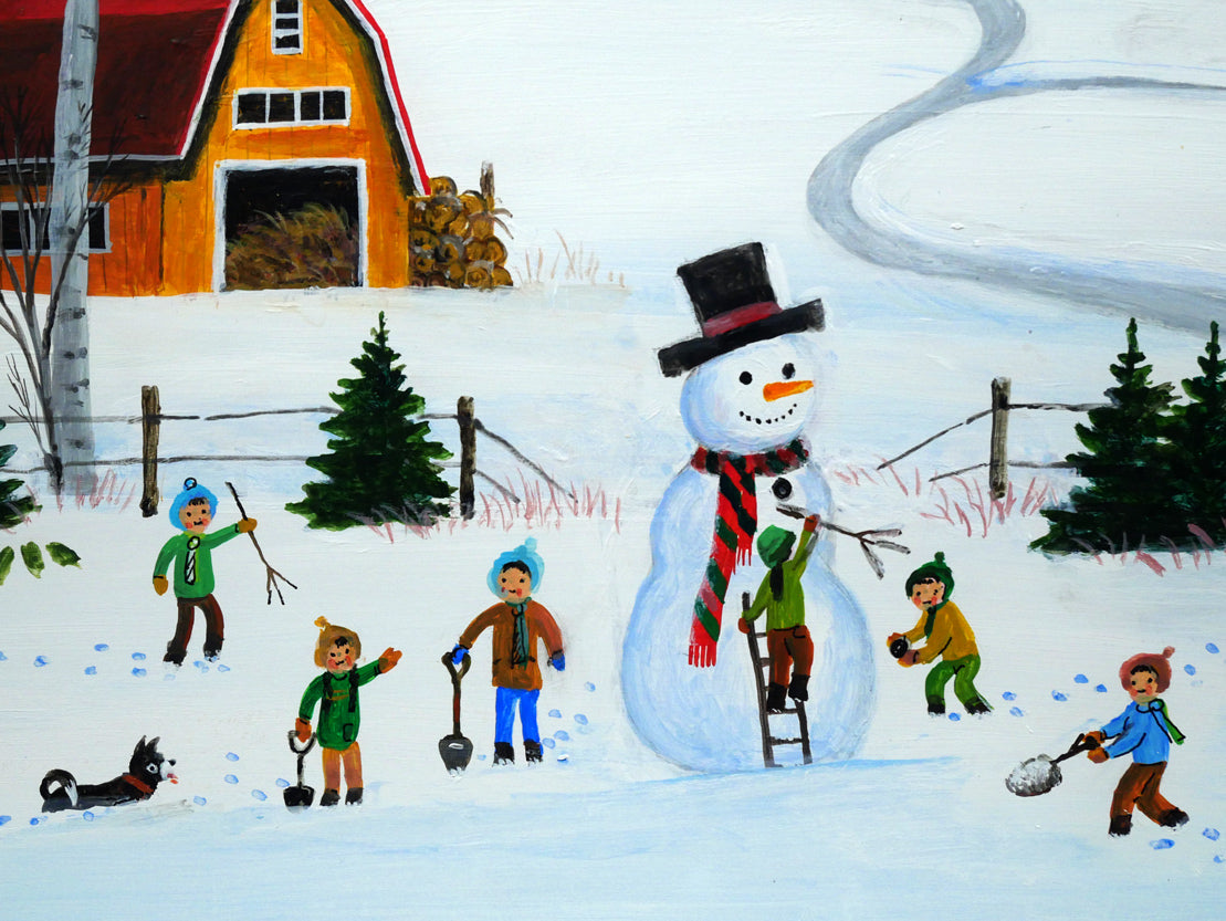 金井英明「でっかい雪ダルマだ」肉筆アクリル画1点物・15号　拡大画像5