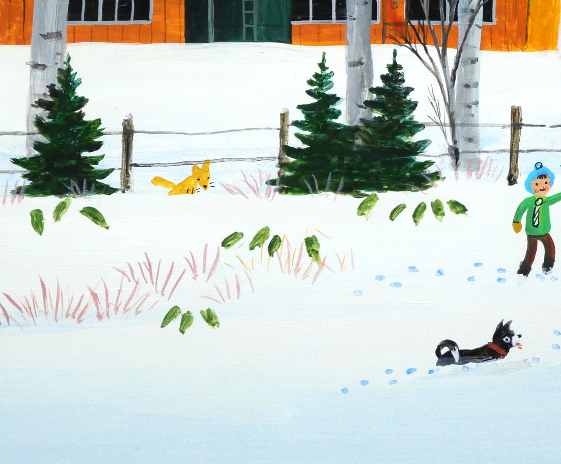 金井英明「でっかい雪ダルマだ」肉筆アクリル画1点物・15号　拡大画像4