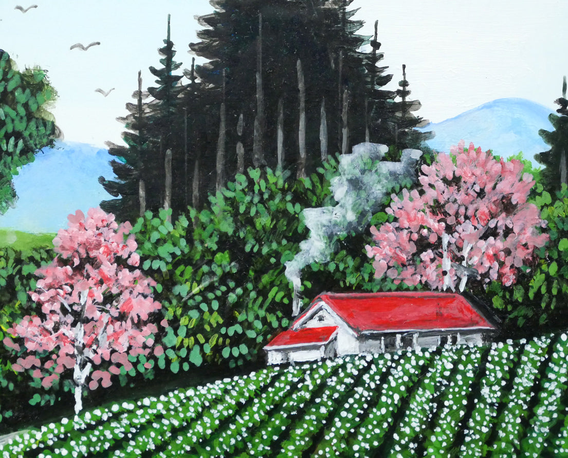 金井英明「村に響く子等の声」肉筆アクリル画1点物・15号　拡大画像4