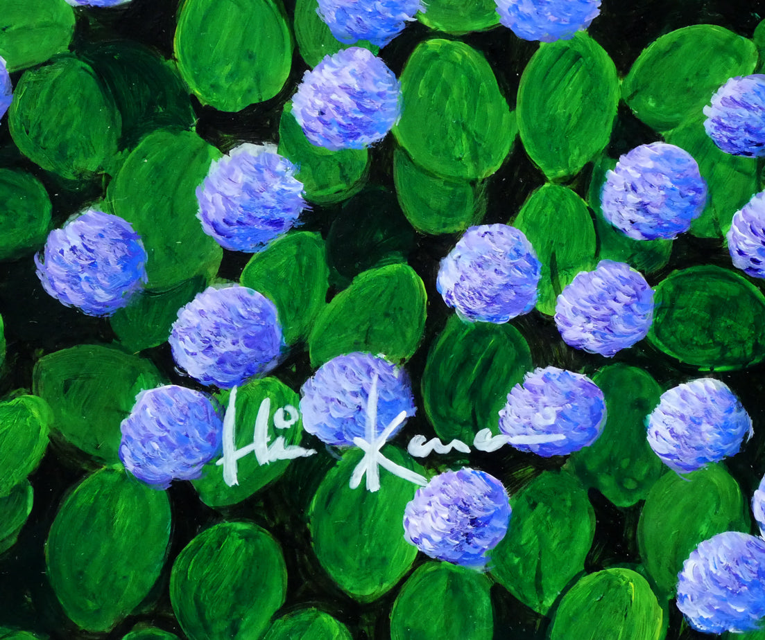 金井英明「お花がいっぱい赤レンガ」肉筆アクリル画1点物・15号　サイン拡大画像