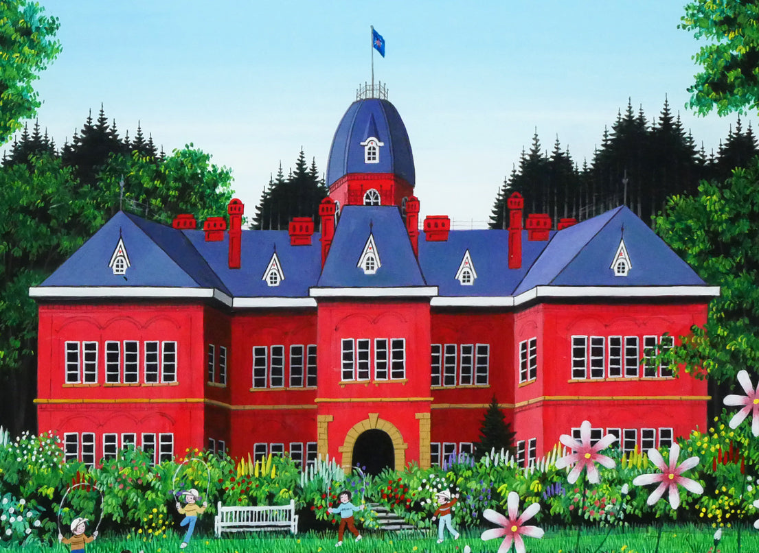 金井英明「お花がいっぱい赤レンガ」肉筆アクリル画1点物・15号　拡大画像7
