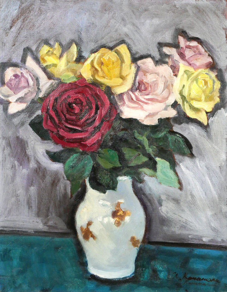 金丸直衛「薔薇」油絵・F6号　作品全体画像