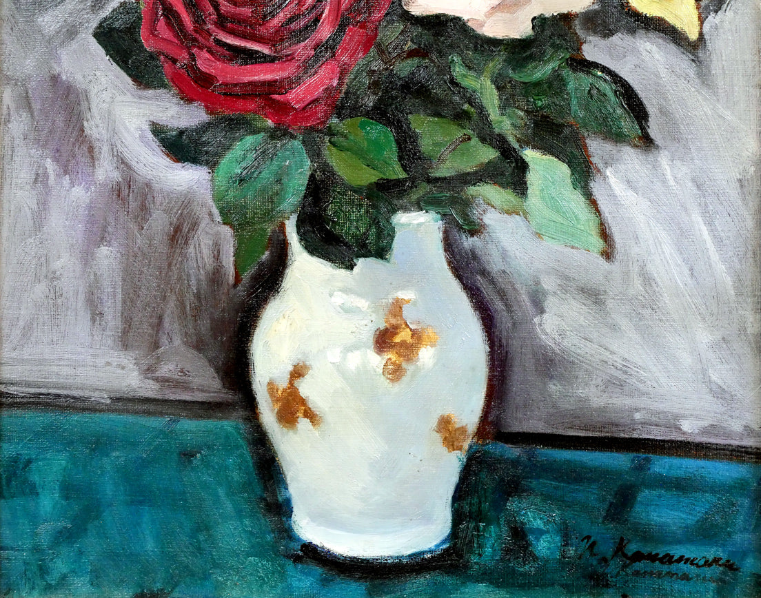 金丸直衛「薔薇」油絵・F6号　拡大画像3