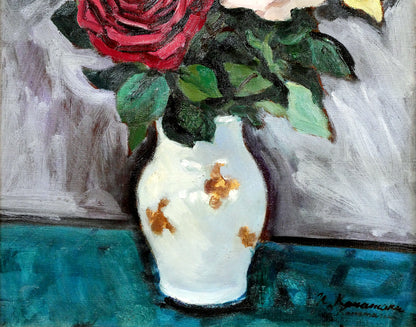 金丸直衛「薔薇」油絵・F6号　拡大画像3