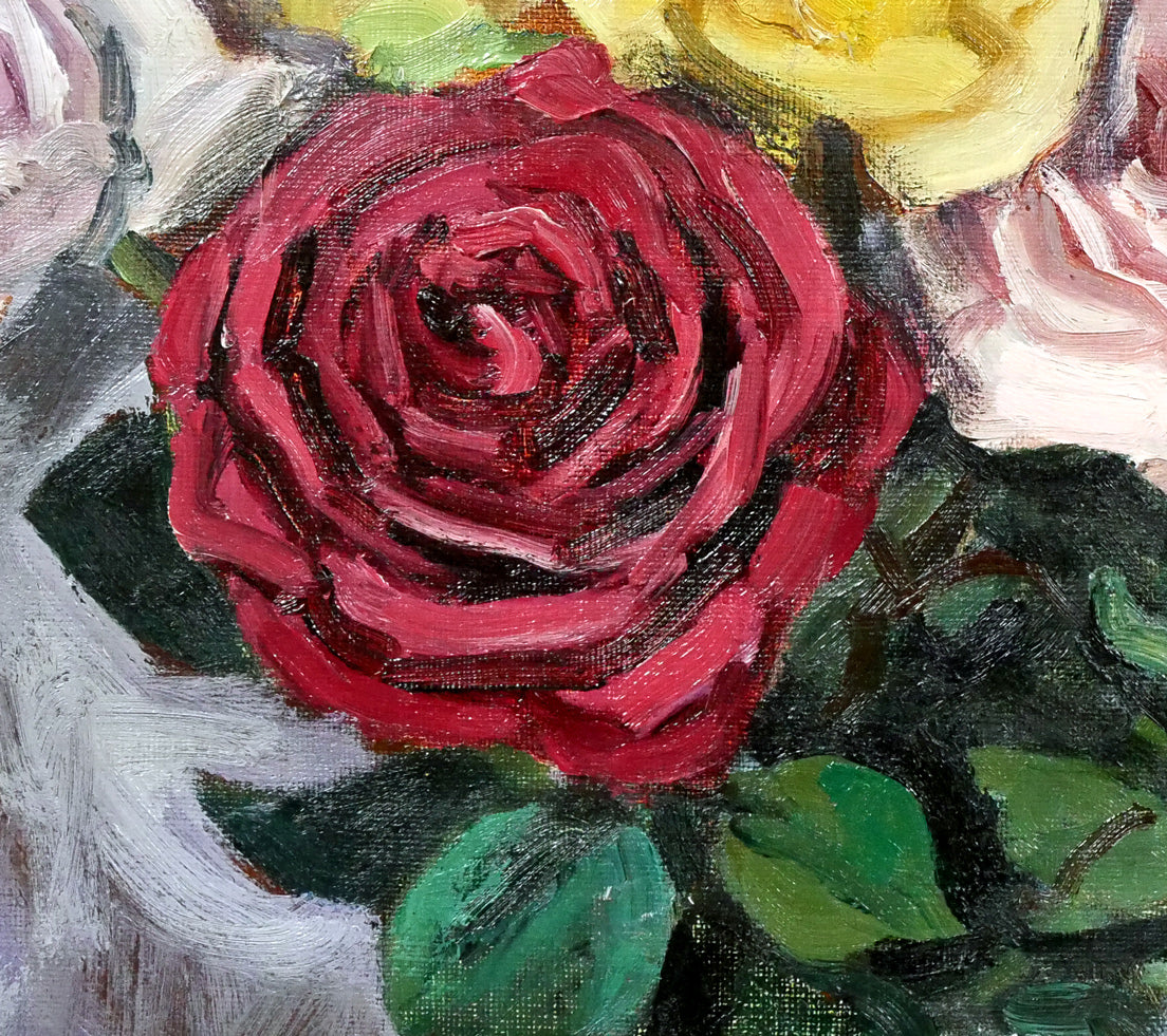 金丸直衛「薔薇」油絵・F6号　拡大画像2