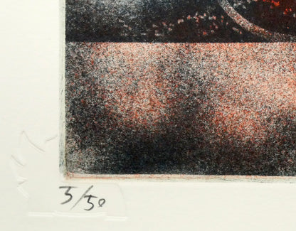 金沢一彦「春は馬車にのって」銅版画　限定番号（ed,5/50）