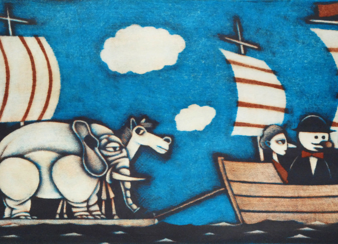金沢一彦「移住者」銅版画　拡大画像2
