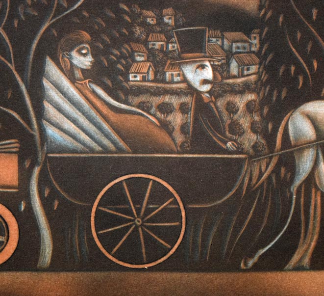 金沢一彦「郊外のドライブ」銅版画　拡大画像6