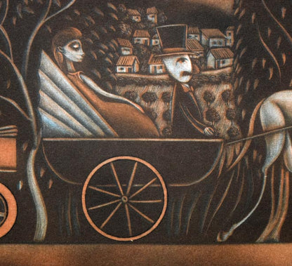金沢一彦「郊外のドライブ」銅版画　拡大画像6