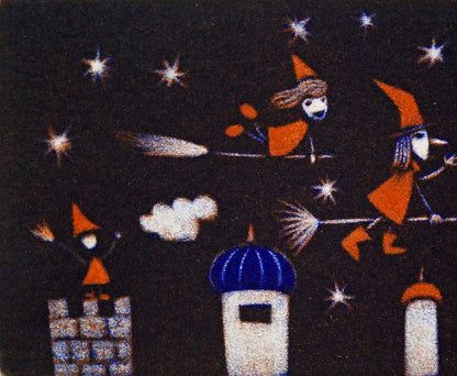 金沢一彦「魔女のいる夜」銅版画　拡大画像1