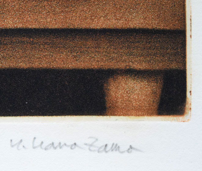 金沢一彦「にぎやかな食卓」銅版画　本人直筆鉛筆サイン拡大画像