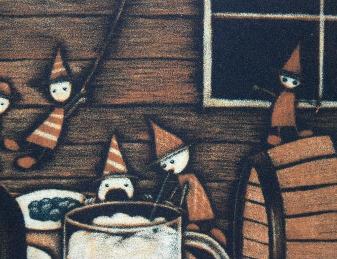 金沢一彦「にぎやかな食卓」銅版画　拡大画像2
