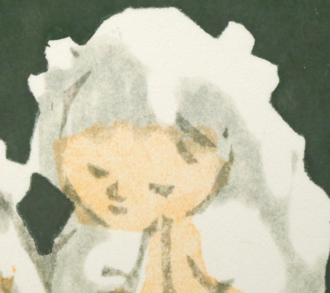 金子誠治「お祈り」木版画　拡大画像4