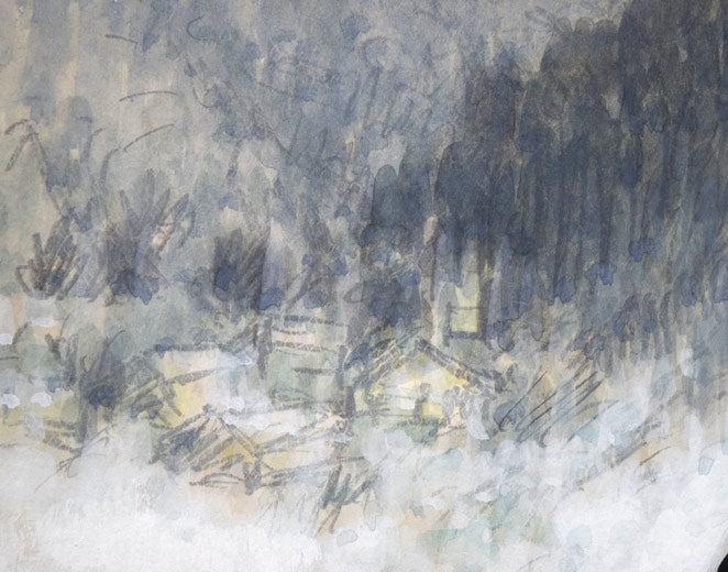 金子誠治「チロルの教会（ヨーロッパ冬の旅展）」水彩画　拡大画像1
