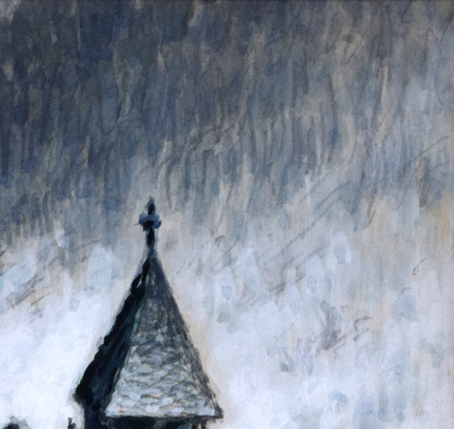 金子誠治「チロルの教会（ヨーロッパ冬の旅展）」水彩画　拡大画像2