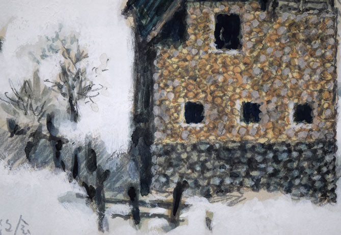 金子誠治「チロルの教会（ヨーロッパ冬の旅展）」水彩画　拡大画像5