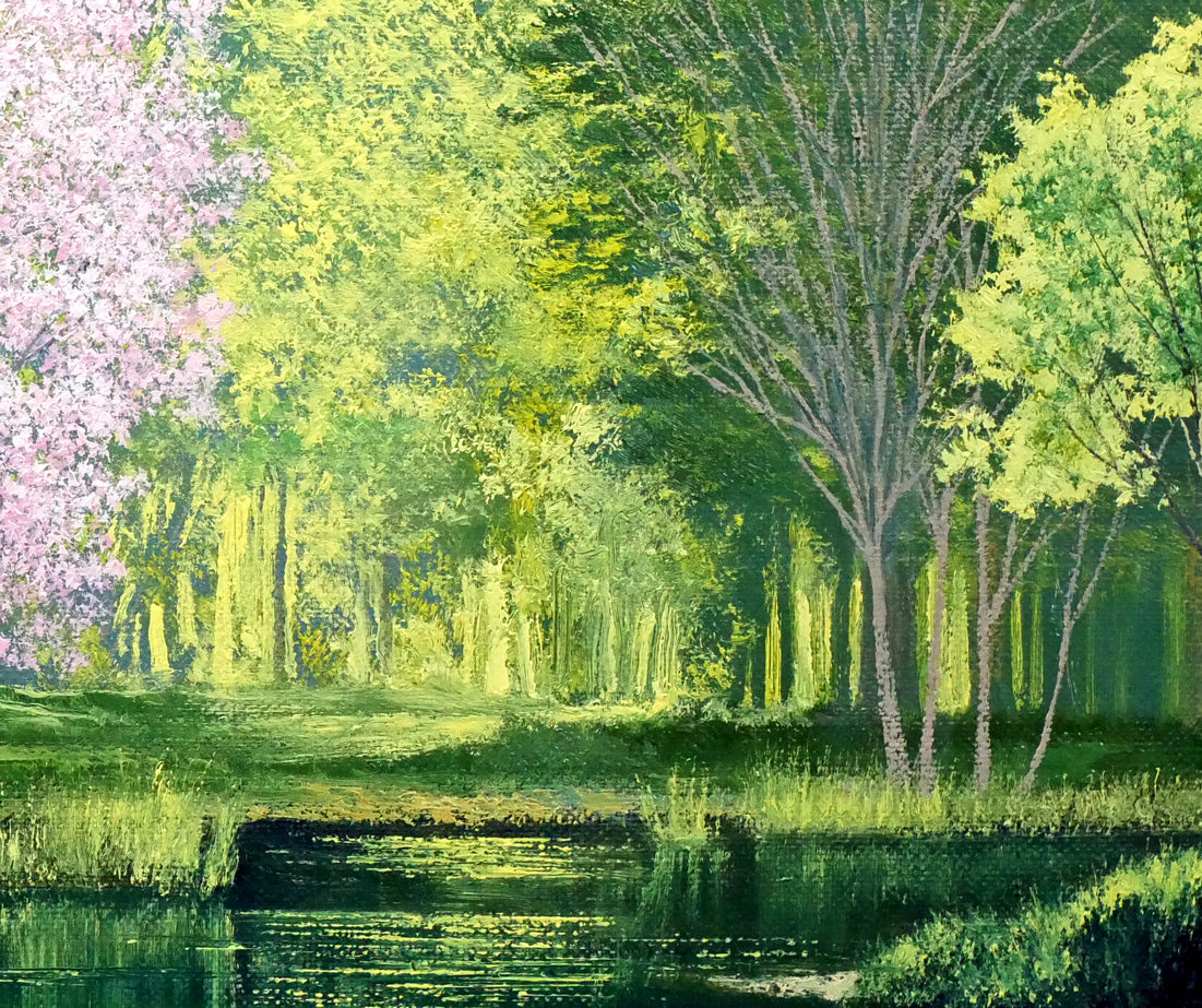 葛西俊逸「水辺の休日」油絵・P8号　拡大画像6