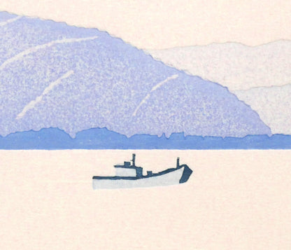 笠松三保子「朝の海」木版画　拡大画像4