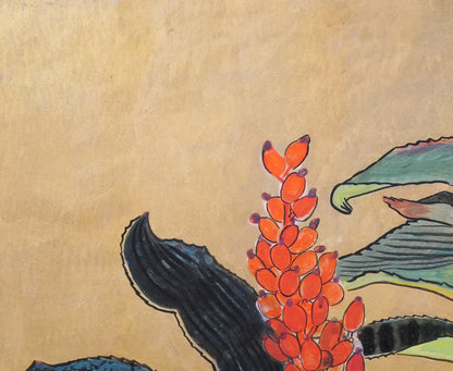 片岡球子「はな」日本画・M15号　拡大画像1