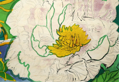 片岡球子「花咲く富士（富士二題より）」リトグラフ　拡大画像5
