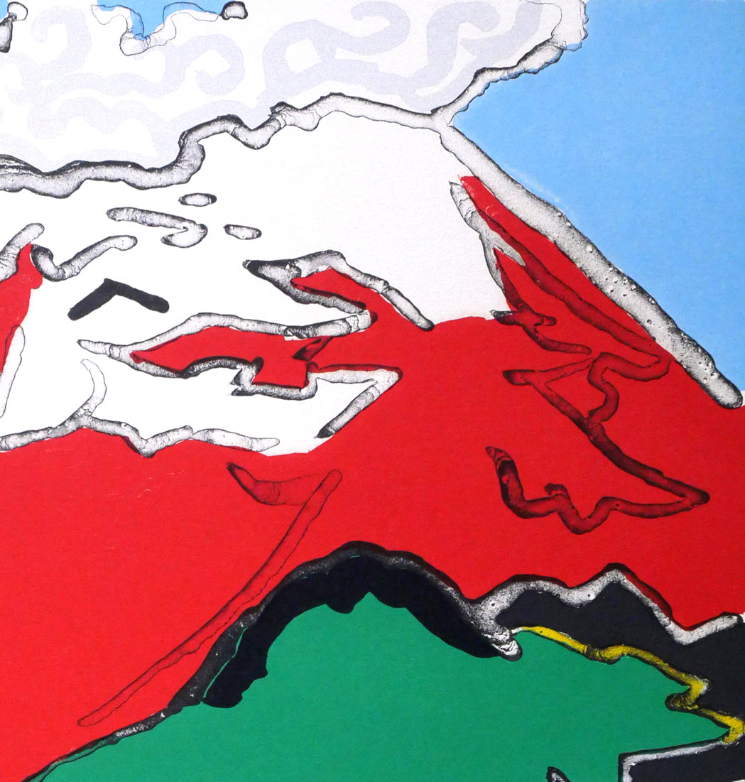 片岡球子「湖と富士（赤富士）」リトグラフ　拡大画像2
