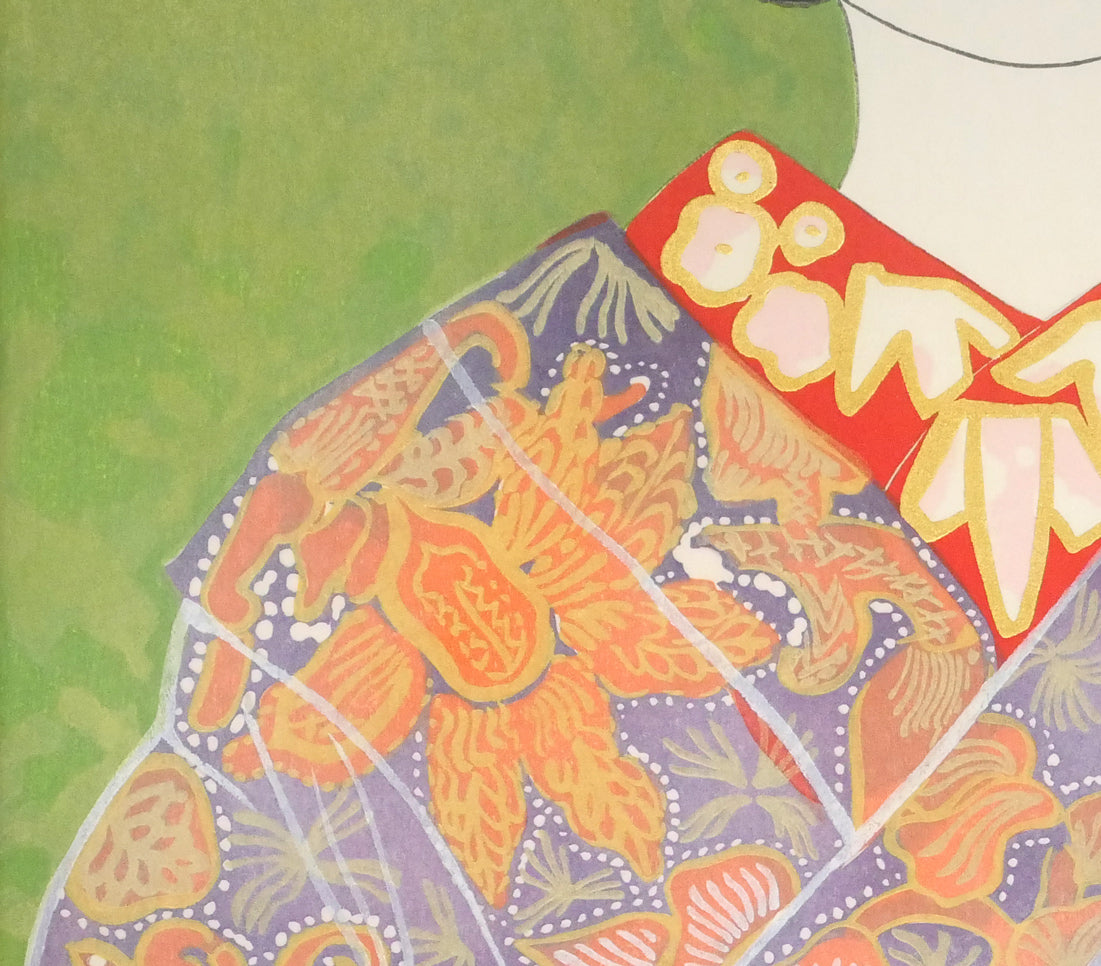 片岡球子「むすめ」木版画　拡大画像4