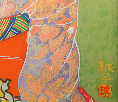 片岡球子「むすめ」木版画　拡大画像7